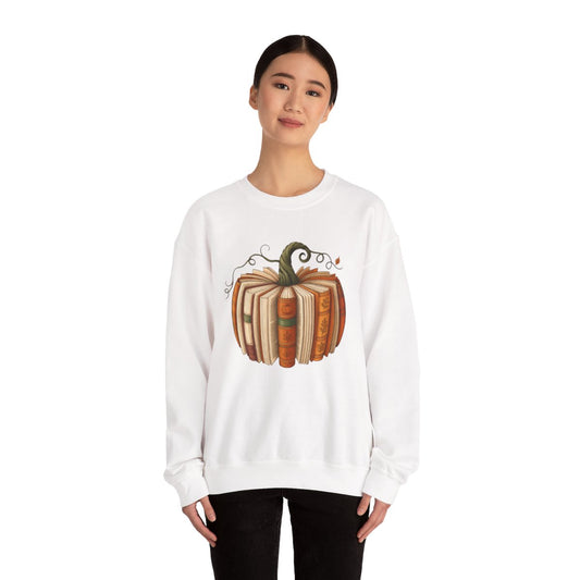 Halloween Pumpkin Sweatshirt, Sweatshirt for readers, Bookworm Sweatshirt, Halloween Sweatshirt, Heavy Blend™ Crewneck Sweatshirt