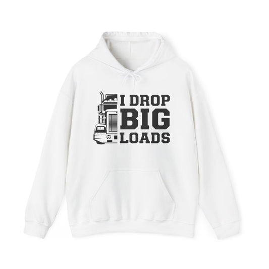 "I DROP BIG LOADS" Heavy Blend™ Hooded Sweatshirt, Trucker Hoodie, Gift for Truck driver