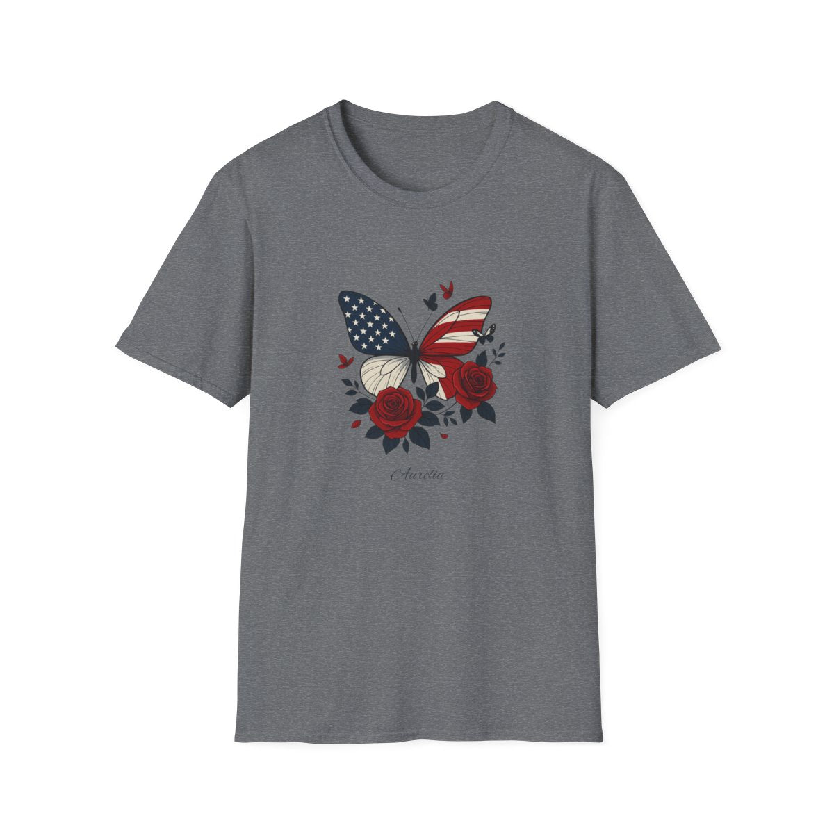 4th of July Butterfly Softstyle T-Shirt - Personalized Name Shirt