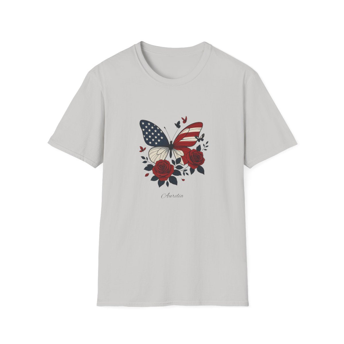 4th of July Butterfly Softstyle T-Shirt - Personalized Name Shirt
