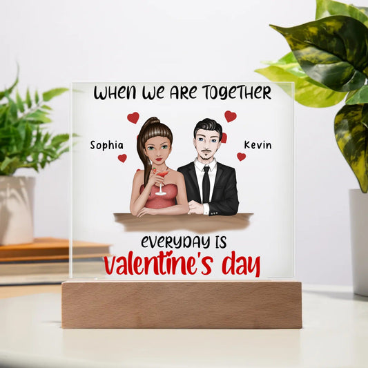 Personalized Valentine's Day Acrylic Square Plaque for Couples