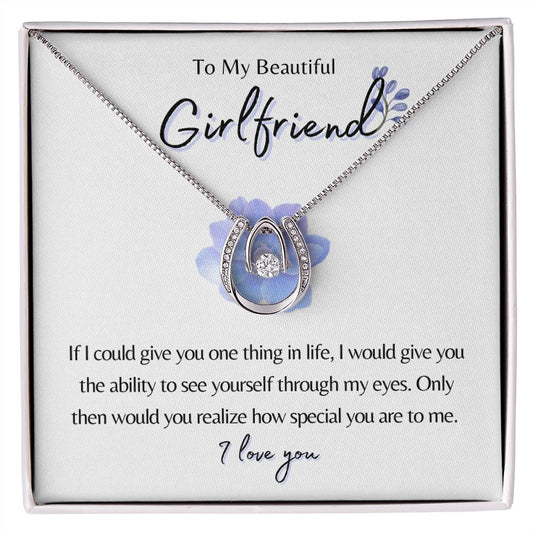 To My Beautiful Girlfriend Gift | Lucky in Love Necklace