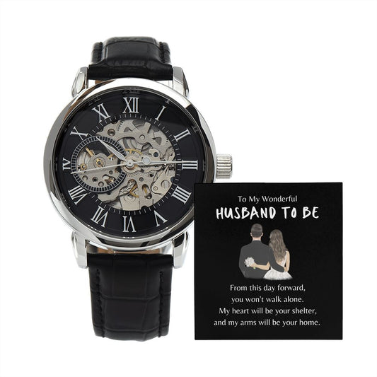 Gift for Husband to be from Wife | Men's Openwork Watch + MC