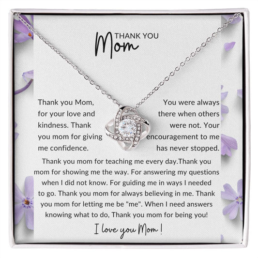 Thank You Mom Necklace Gift | Love Knot Necklace