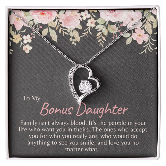 To My Bonus Daughter Gift | Forever Love Necklace