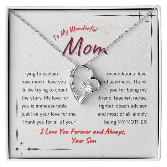 To My Wonderful Mom From Son Gift | Forever Love Necklace