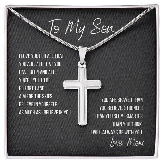 Gift For Son From Mom | Artisan-Crafted Stainless Steel Cross Necklace
